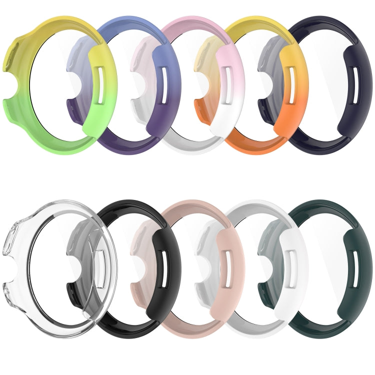 For Google Pixel Watch 3 41mm PC + Tempered Film Integrated Watch Protective Case(Pink+White) - Watch Cases by PMC TechLife | Online Shopping South Africa | PMC TechLife | Buy Now Pay Later Mobicred