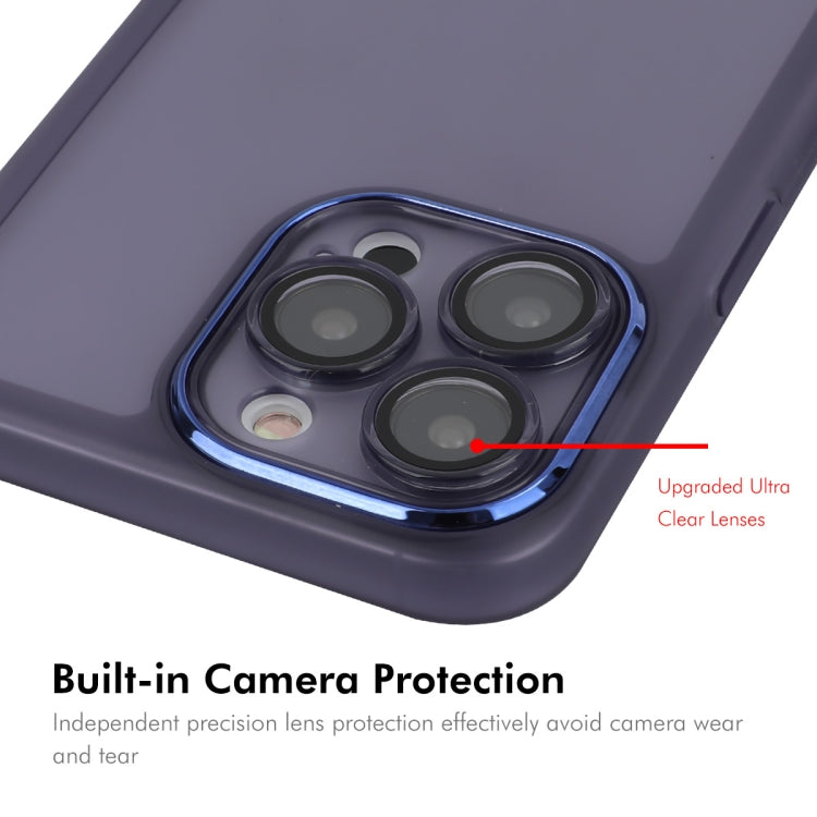 For iPhone 16 Pro Max ENKAY Hat-Prince Translucent Matte TPU Phone Case with Lens Film + 9H Big Arc Edge Film(Blue)