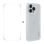For iPhone 16 Pro ENKAY Hat-Prince Translucent Matte TPU Phone Case with Lens Film + 9H Big Arc Edge Film(White)