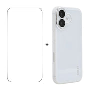 For iPhone 16 Plus ENKAY Hat-Prince Translucent Matte TPU Phone Case with Lens Film + 9H Big Arc Edge Film(White)