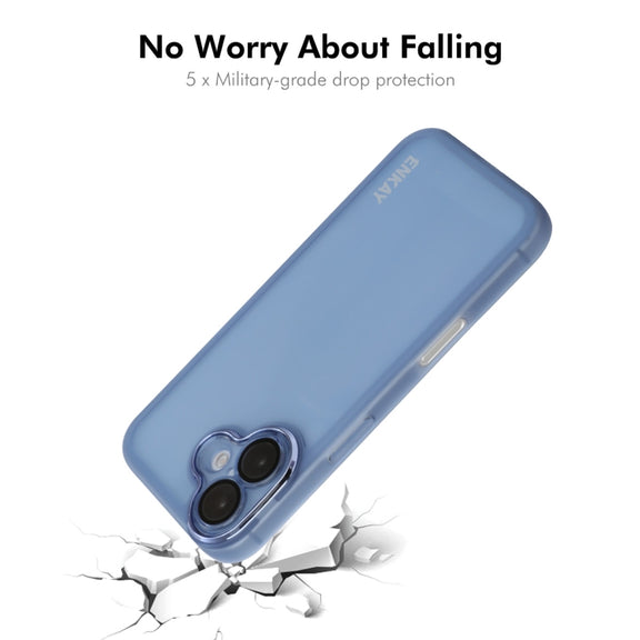 For iPhone 16 Plus ENKAY Hat-Prince Translucent Matte TPU Phone Case with Lens Film + 9H Big Arc Edge Film(White)
