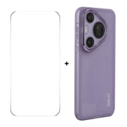 For Huawei Pura 70 ENKAY Hat-Prince Translucent Matte TPU Phone Case with Lens Film + 9H Big Arc Edge Film(Purple)