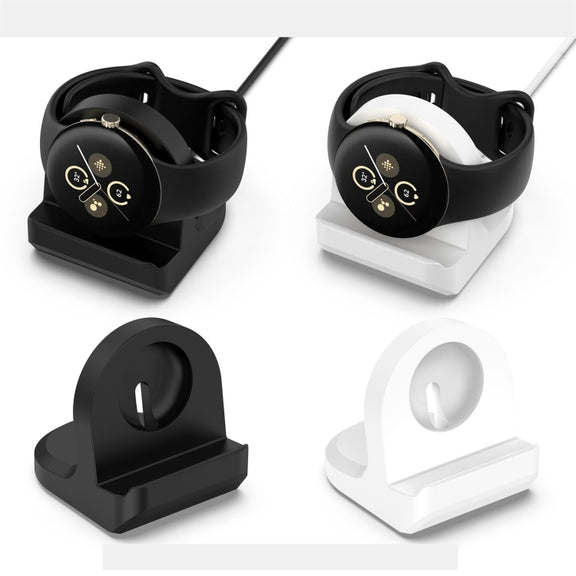 For Google Pixel Watch 3 41 / 45mm Smart Watch Silicone Charging Holder with Charging Cable(Black)
