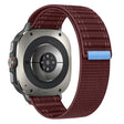 For Samsung Galaxy Watch Ultra 47mm Sea Wave Texture Nylon Hook and Loop Fastener Watch Band(Wine Red) - Watch Bands by PMC TechLife | Online Shopping South Africa | PMC TechLife | Buy Now Pay Later Mobicred