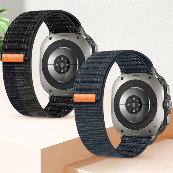 For Samsung Galaxy Watch Ultra 47mm Sea Wave Texture Nylon Hook and Loop Fastener Watch Band(Gray)