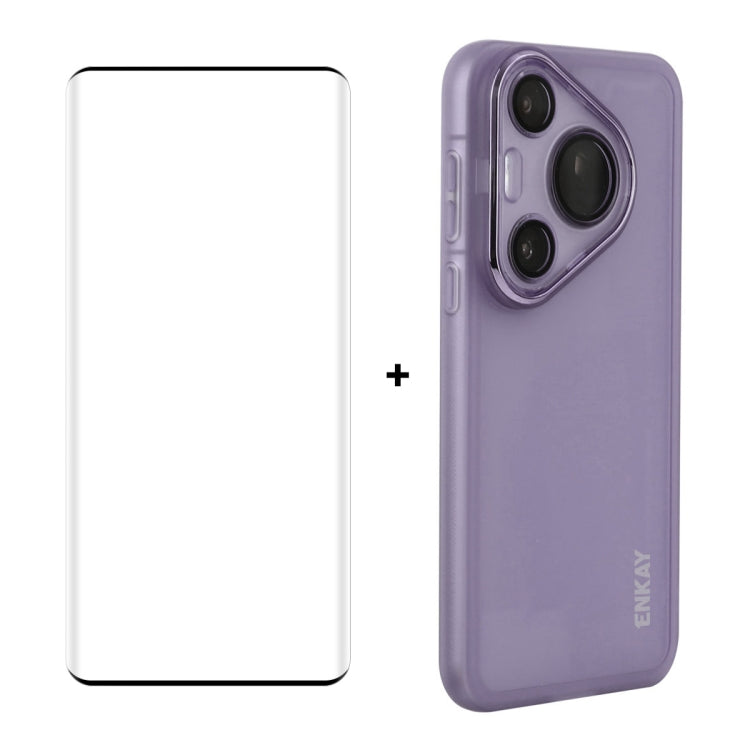 For Huawei Pura 70 Pro / 70 Pro+ ENKAY Hat-Prince Translucent Matte TPU Phone Case with Lens Film + 3D Hot Bending Film(Purple) - free shipping - PMC Jewellery - Order now!