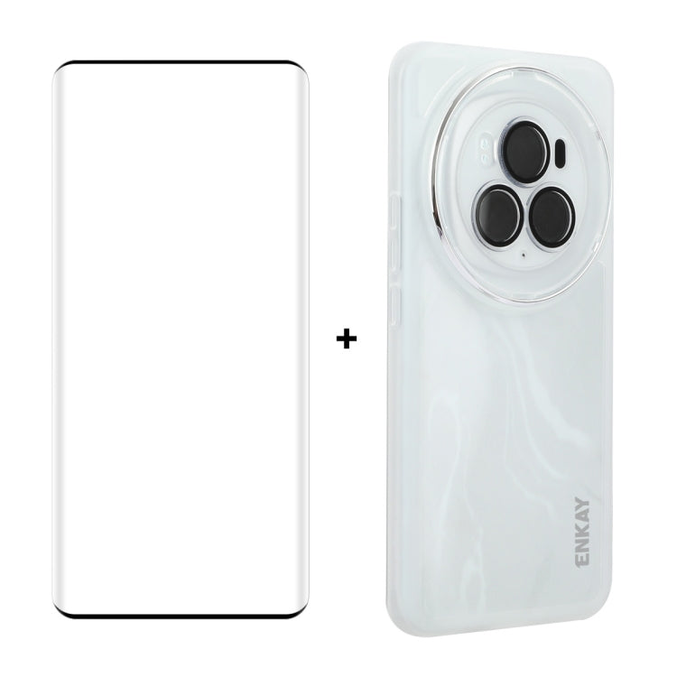 For Honor Magic6 Pro ENKAY Hat-Prince Translucent Matte TPU Phone Case with Lens Film + 3D Hot Bending Film(White) - free shipping - PMC Jewellery - Order now!