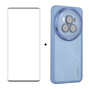 For Honor Magic6 Pro ENKAY Hat-Prince Translucent Matte TPU Phone Case with Lens Film + 3D Hot Bending Film(Blue)