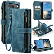 For Google Pixel 10 / 10 Pro / 9 CaseMe C30 Card Slots Zipper Wallet Leather Phone Case(Blue)