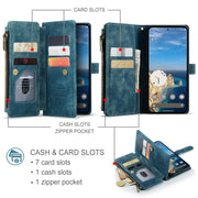 For Google Pixel 10 / 10 Pro / 9 CaseMe C30 Card Slots Zipper Wallet Leather Phone Case(Blue)