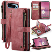 For Google Pixel 9 Pro XL CaseMe C30 Card Slots Zipper Wallet Leather Phone Case(Wine Red)