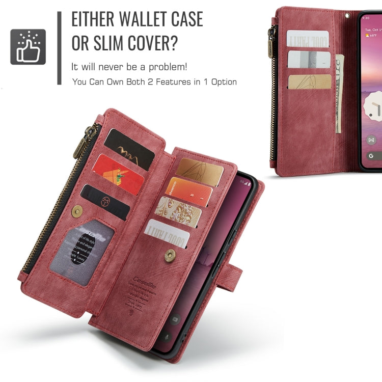 For Google Pixel 9 Pro XL CaseMe C30 Card Slots Zipper Wallet Leather Phone Case(Wine Red)