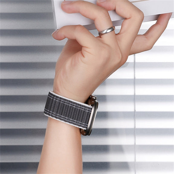 For Apple Watch Ultra 2 49mm Sea Wave Nylon Hook and Loop Fastener Watch Band(Wine Red)