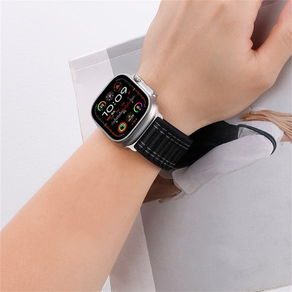 For Apple Watch Ultra 49mm Sea Wave Nylon Hook and Loop Fastener Watch Band(Gray)