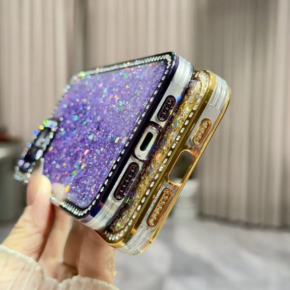 For iPhone 16 Diamond Glitter Sequins TPU Phone Case(Purple)