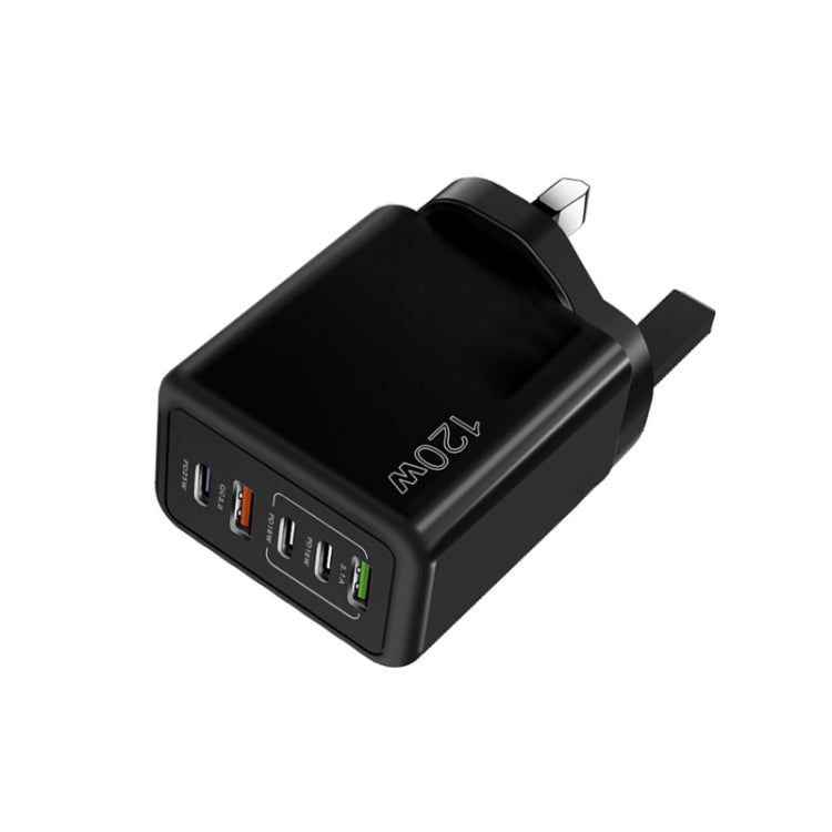 120W 3 PD Type-C Dual USB Multi Port Charger for Mobile Phones, UK Plug(Black) - free shipping - PMC Jewellery - Order now!