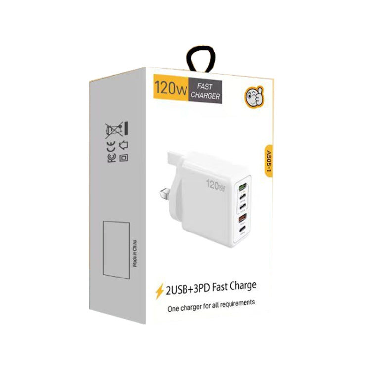 120W 3 PD Type-C Dual USB Multi Port Charger for Mobile Phones, UK Plug(Black) - free shipping - PMC Jewellery - Order now!