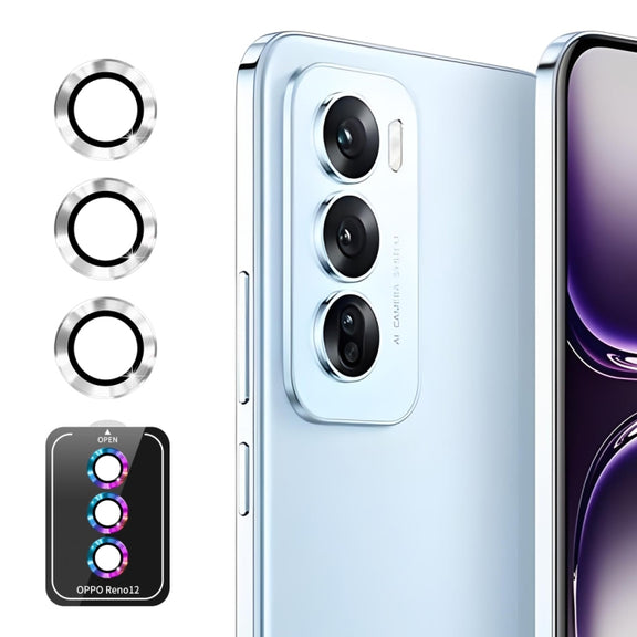 For OPPO Reno12 Global ENKAY Hat-Prince 9H Rear Camera Lens Aluminium Alloy Tempered Glass Film(Silver)