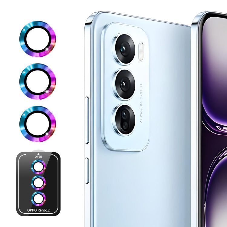 For OPPO Reno12 Global ENKAY Hat-Prince 9H Rear Camera Lens Aluminium Alloy Tempered Glass Film(Colorful) - OPPO Tempered Glass by ENKAY | Online Shopping South Africa | PMC Jewellery | Buy Now Pay Later Mobicred