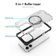 For iPhone 16 Pro Max ENKAY Hat-Prince Honeycomb MagSafe Shockproof Phone Case with Large Arc Edge Film(Green)
