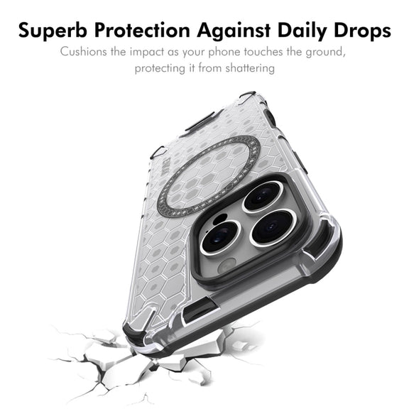 For iPhone 16 Pro Max ENKAY Hat-Prince Honeycomb MagSafe Shockproof Phone Case with Large Arc Edge Film(Green)