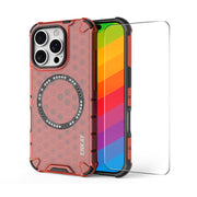 For iPhone 16 Pro ENKAY Hat-Prince Honeycomb MagSafe Shockproof Phone Case with Large Arc Edge Film(Red)