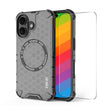 For iPhone 16 ENKAY Hat-Prince Honeycomb MagSafe Shockproof Phone Case with Large Arc Edge Film(Grey) - iPhone 16 Cases by ENKAY | Online Shopping South Africa | PMC TechLife | Buy Now Pay Later Mobicred