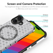 For iPhone 16 ENKAY Hat-Prince Honeycomb MagSafe Shockproof Phone Case with Large Arc Edge Film(Blue)