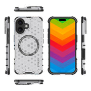 For iPhone 16 ENKAY Hat-Prince Honeycomb MagSafe Shockproof Phone Case with Large Arc Edge Film(Green)