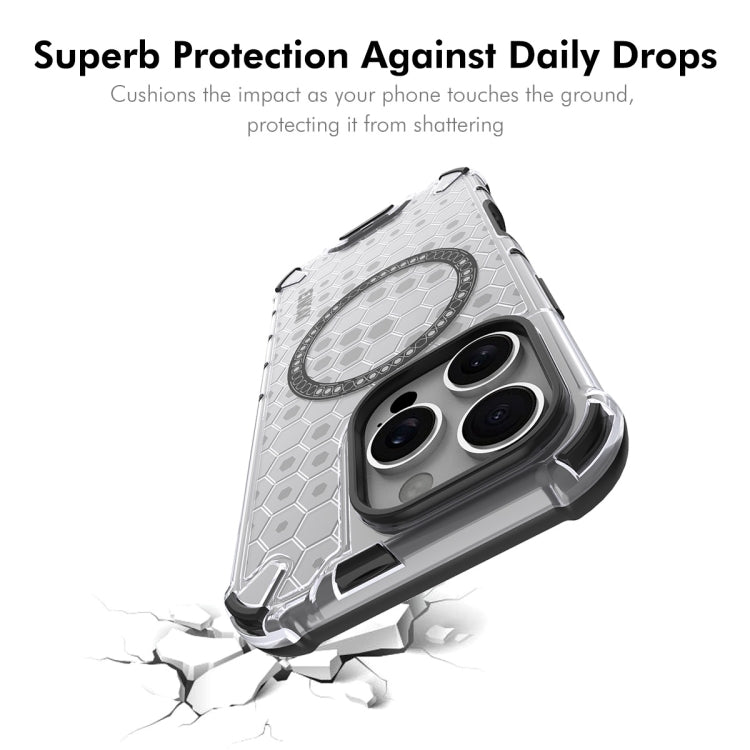 For iPhone 15 Pro Max ENKAY Hat-Prince Honeycomb MagSafe Shockproof Phone Case with Large Arc Edge Film(Blue)