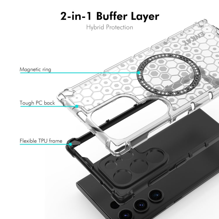 For Samsung Galaxy S24 Ultra 5G ENKAY Hat-Prince Honeycomb MagSafe Shockproof Phone Case with 0.18mm Film(Blue)