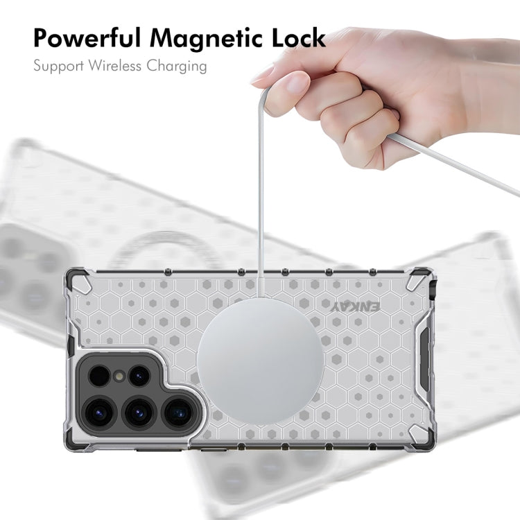 For Samsung Galaxy S24 Ultra 5G ENKAY Hat-Prince Honeycomb MagSafe Shockproof Phone Case with 0.18mm Film(Blue)