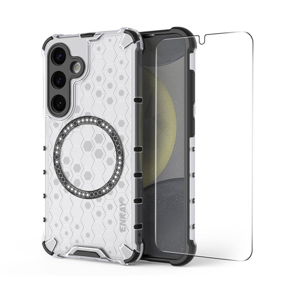 For Samsung Galaxy S24+ 5G ENKAY Hat-Prince Honeycomb MagSafe Shockproof Phone Case with 0.18mm Film(White)
