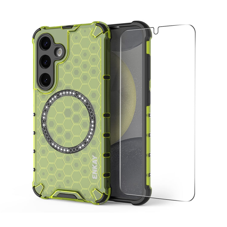 For Samsung Galaxy S24+ 5G ENKAY Hat-Prince Honeycomb MagSafe Shockproof Phone Case with 0.18mm Film(Green) - free shipping - PMC Jewellery - Order now!