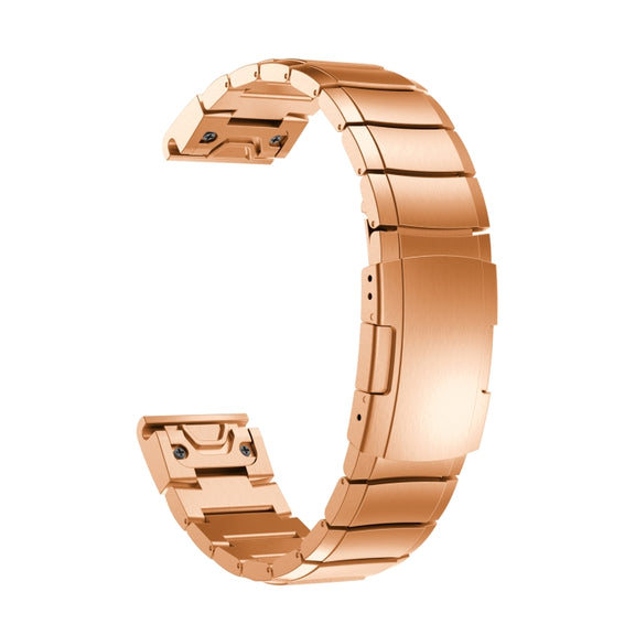 For Garmin Enduro 3 Tortoise Shell 26mm Stainless Steel Watch Band(Rose Gold)