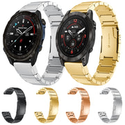 For Garmin Epix Pro 51mm Tortoise Shell 26mm Stainless Steel Watch Band(Rose Gold)
