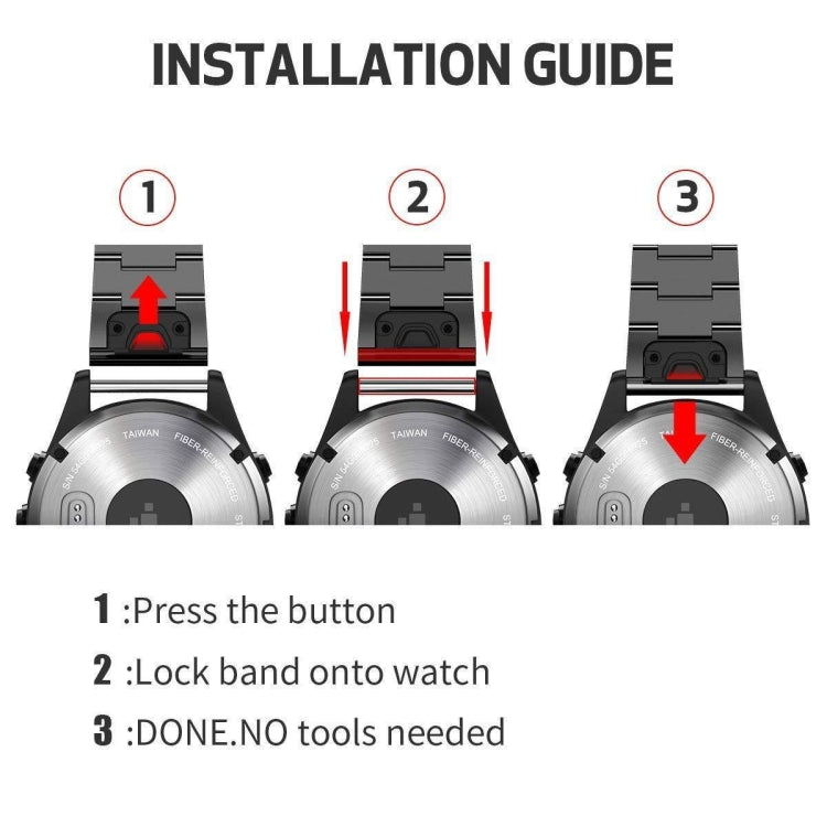 For Garmin Tactix 7 AMOLED Tortoise Shell 26mm Stainless Steel Watch Band(Gold)