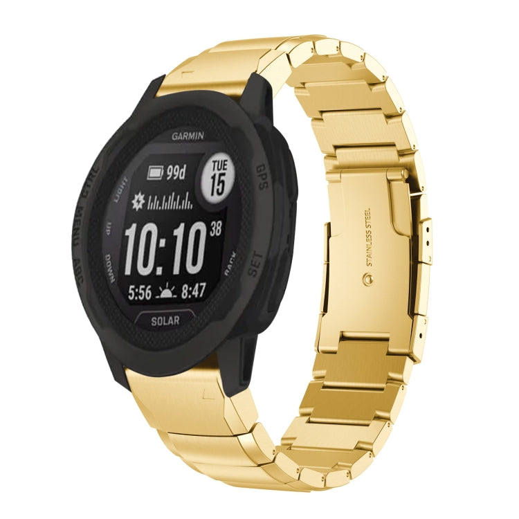 For Garmin  Instinct 2 Solar Tortoise Shell 22mm Stainless Steel Watch Band(Gold) - free shipping - PMC TechLife - Order now!