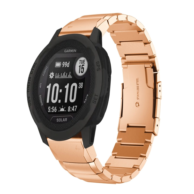For Garmin  Instinct 2 Solar Tortoise Shell 22mm Stainless Steel Watch Band(Rose Gold) - free shipping - PMC TechLife - Order now!