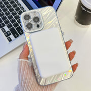 For iPhone 16 Pro Plating Texture MagSafe TPU Phone Case with Glitter Lens Film(Pink Wrinkles)