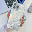 For iPhone 16 Pro Max Plating Texture Wristband MagSafe TPU Phone Case with Glitter Lens Film(White Water Ripples) - free shipping - PMC TechLife - Order now!