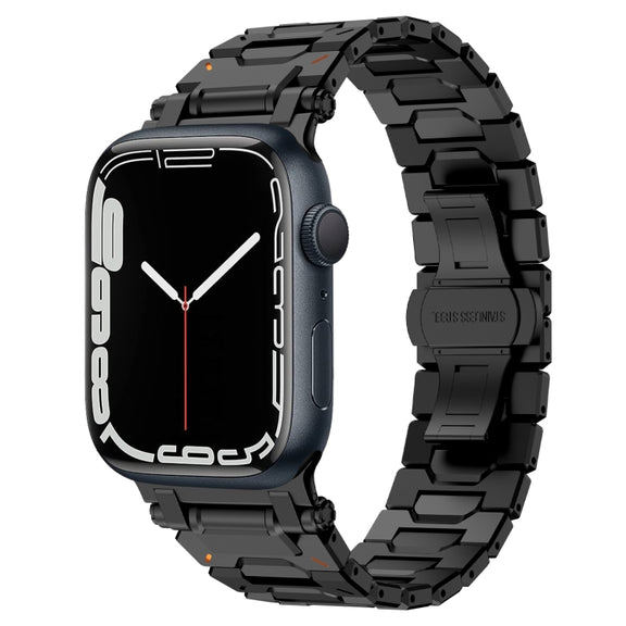 For Apple Watch Series 7 45mm Pathfinder Stainless Steel Metal Watch Band(Black)