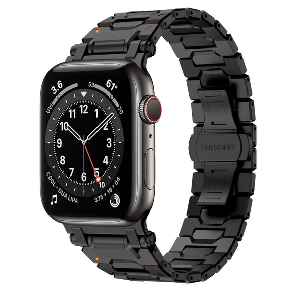 For Apple Watch Series 6 44mm Pathfinder Stainless Steel Metal Watch Band(Black)