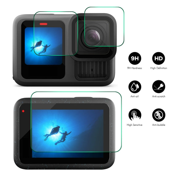 For GoPro HERO13 Black ENKAY 0.2mm 9H Tempered Glass Screen Protector Front ��� Back Camera Film