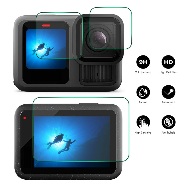 For GoPro HERO13 Black ENKAY 0.2mm 9H Tempered Glass Screen Protector Front ��� Back Camera Film