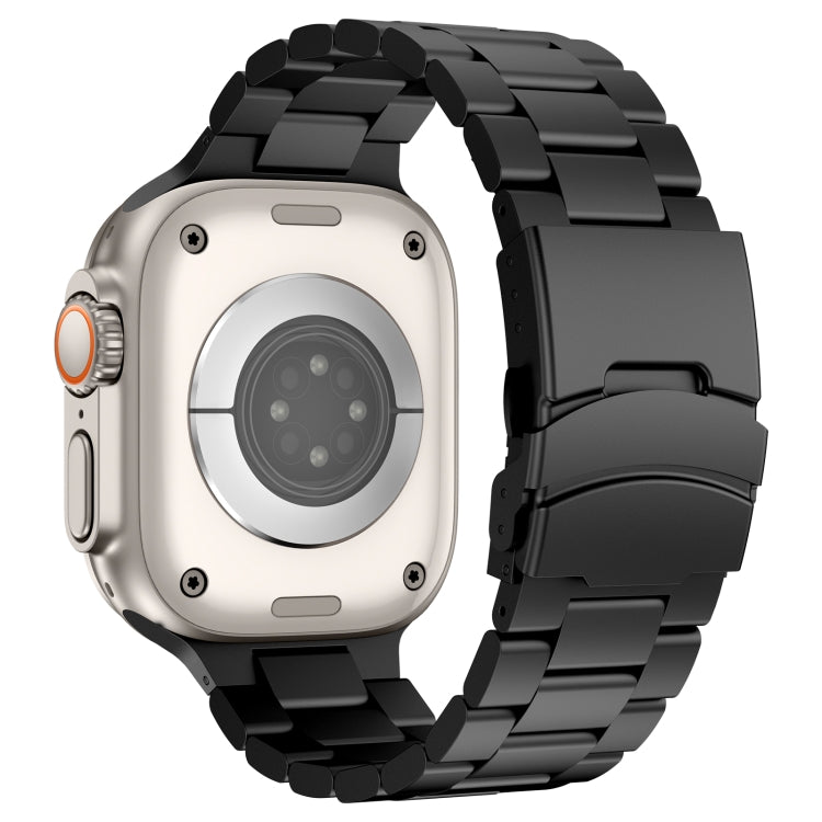 For Apple Watch Series 10 46mm Three Beads Titanium Alloy Metal Watch Band(Black)