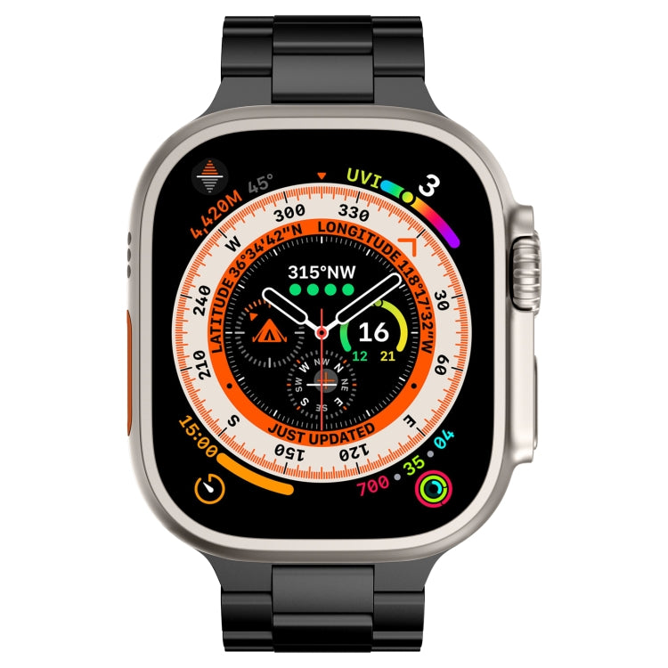For Apple Watch Series 10 46mm Three Beads Titanium Alloy Metal Watch Band(Black)