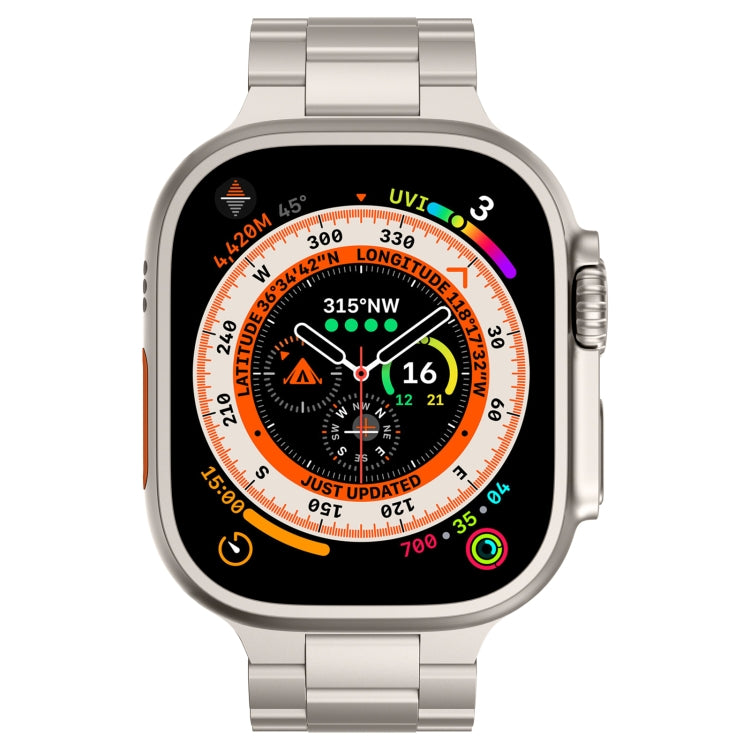 For Apple Watch Series 10 46mm Three Beads Titanium Alloy Metal Watch Band(Titanium Color)
