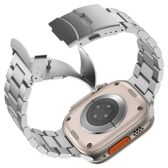 For Apple Watch Series 10 46mm Three Beads Titanium Alloy Metal Watch Band(Silver)