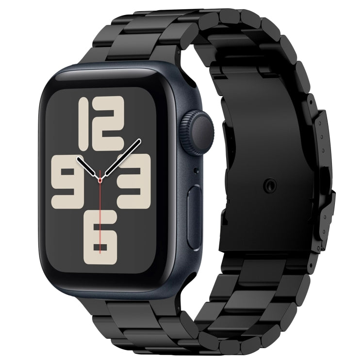 For Apple Watch SE 2023 44mm Three Beads Titanium Alloy Metal Watch Band(Black)
